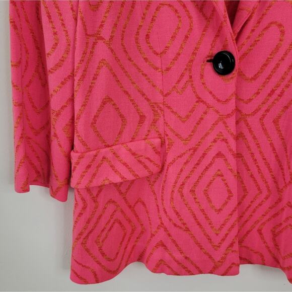Misook Stretch Knit Geometric Blazer Pink Medium - Picture 5 of 5
